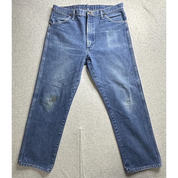 Wrangler 13MWZ Jeans Mens 36x32 Blue Denim Western Cowboy Bootcut USA Style - Picture 8 of 14